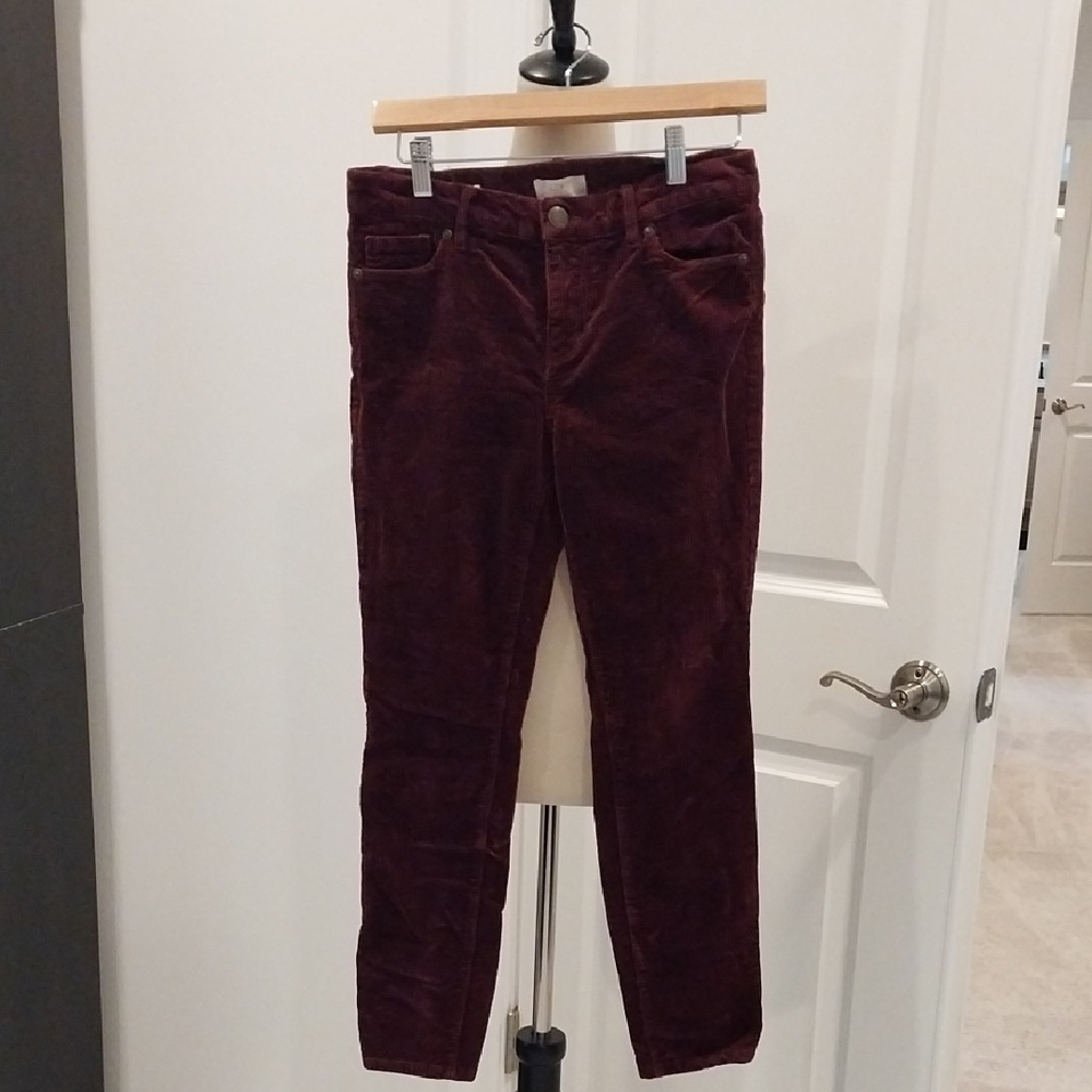 LOFT Women's Skinny Corduroy Pants in Deep Burgundy